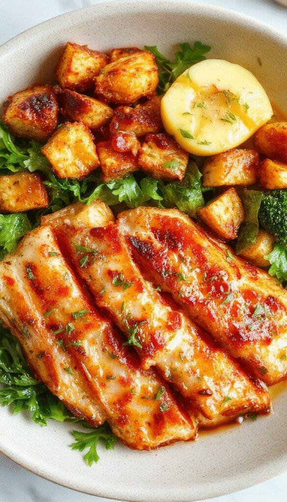 A colorful plate displaying a balanced calorie deficit meal with grilled chicken, fresh vegetables, and a side of quinoa, perfect for weight loss.
