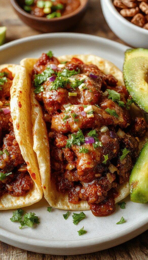 Delicious Birria Tacos with tender beef, rich broth, and crispy tortillas garnished with onions and cilantro.