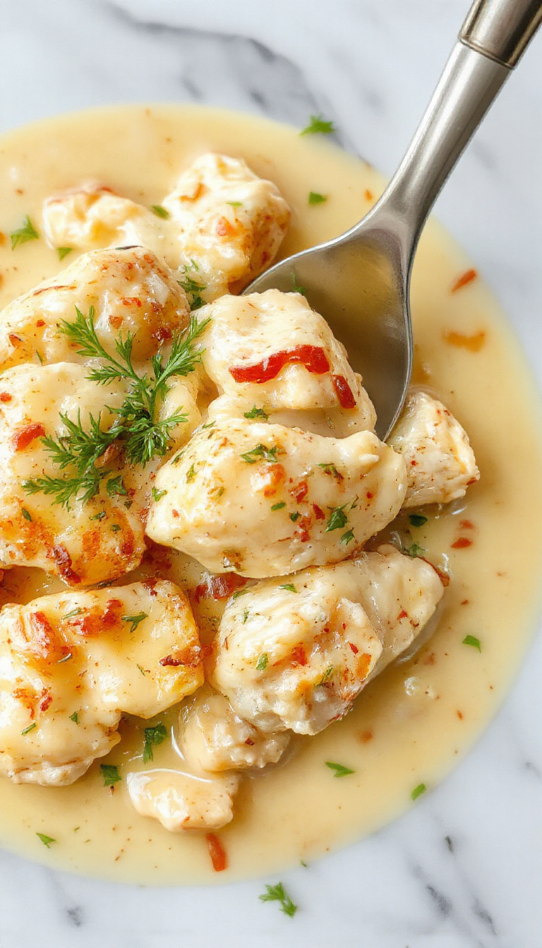 A close-up of a rich, creamy butter chicken served in a white bowl, garnished with fresh cilantro and a side of fluffy rice. The dish has a smooth, golden-orange sauce with tender chunks of chicken. The vibrant colors contrast beautifully with the rustic wooden table and a sprig of cilantro on top, styled for an inviting and comforting meal.