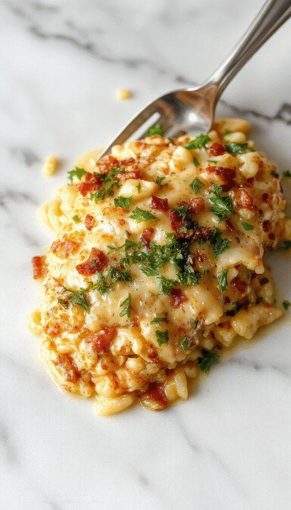 A vibrant plate featuring golden-brown Monterey chicken topped with melted cheese and fresh herbs, served alongside tender, al dente orzo pasta with colorful vegetables, all beautifully arranged on a rustic wooden table with a side of lemon wedges and garnished with chopped parsley.