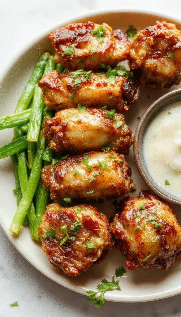 Juicy beef bites glazed with melting garlic butter and garnished with fresh herbs on a rustic wooden platter.