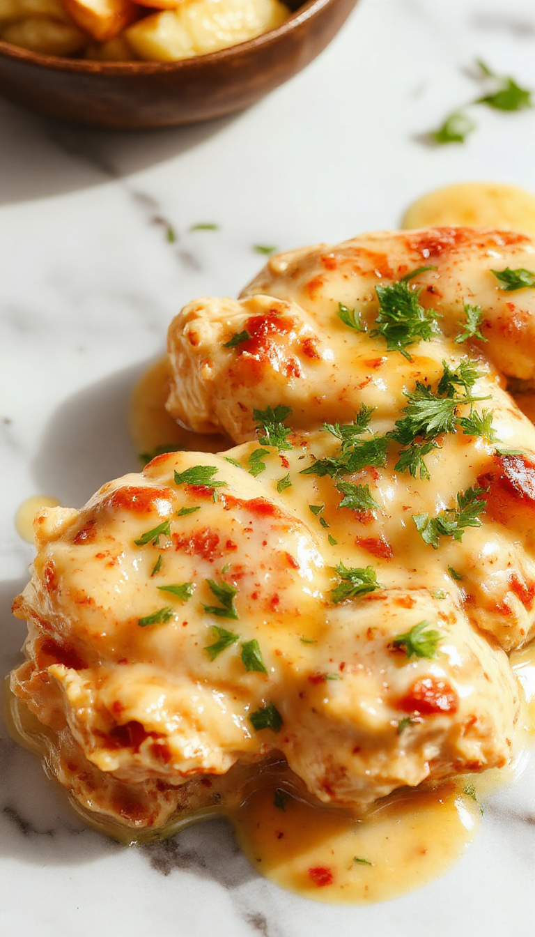 A bowls of luscious butter chicken topped with fresh cilantro and a swirl of creamy sauce. The dish is served on a rustic wooden table, with a side of fluffy steamed rice and a slice of naan bread. The vibrant orange color of the chicken contrasts beautifully with the green cilantro garnish, and the glossy sauce reveals tender, juicy chicken pieces that promise rich flavor and comfort.