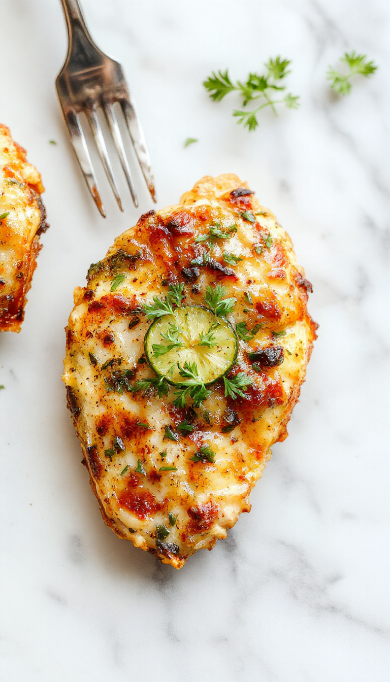 Colorful Mediterranean chicken and zucchini bake served on a rustic white plate, featuring golden-brown chicken pieces, vibrant green zucchini slices, and cherry tomatoes with herbs sprinkled on top, styled simply with fresh herbs and olive oil to highlight the textures and fresh ingredients.