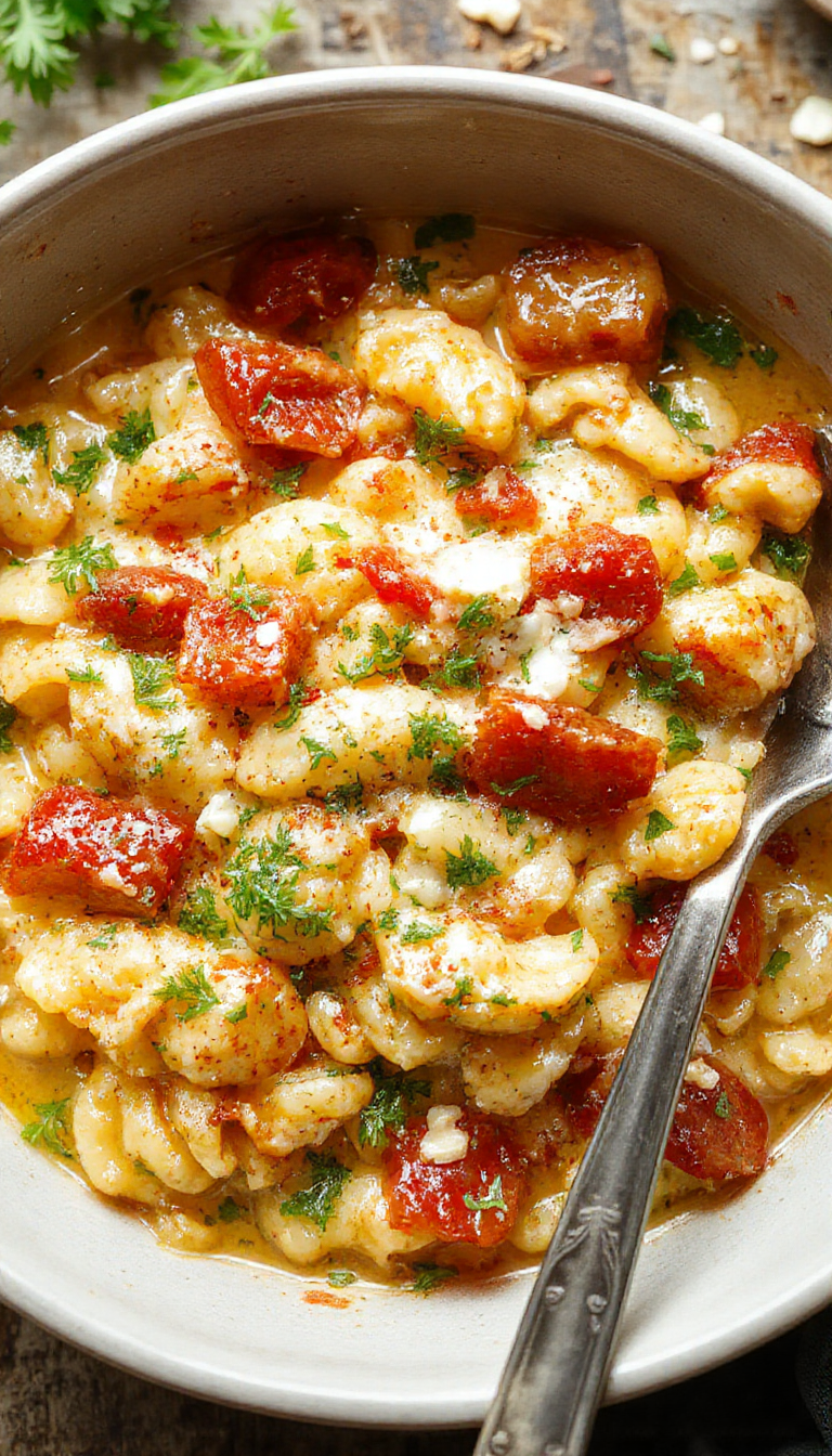 A cozy bowl of creamy One-Pot Cheesy Orzo garnished with fresh herbs, showcasing tender pasta immersed in cheesy goodness.