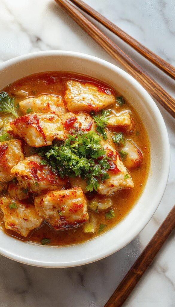 A vibrant bowl showcasing golden chicken pieces, perfectly cooked ramen noodles, colorful stir-fried vegetables, and a glossy savory sauce garnished with sliced green onions on a rustic wooden table