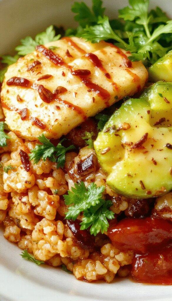 A vibrant bowl of taco rice topped with shredded cheese, lettuce, tomatoes, and sour cream, ready to be enjoyed for dinner.
