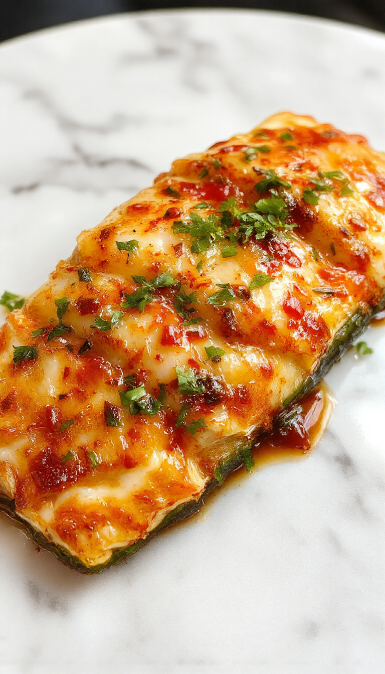 Colorful dish featuring perfectly seared tilapia fillets topped with vibrant roasted red and yellow peppers, garnished with fresh herbs, served on a sleek white plate with a glossy sauce drizzle, capturing a warm and inviting culinary presentation.