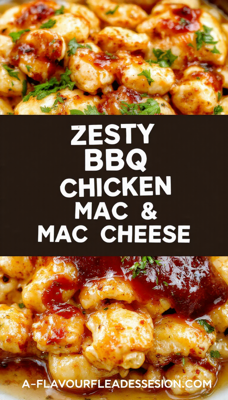 A bowl of creamy macaroni and cheese topped with flavorful grilled BBQ chicken and fresh herbs, garnished with a sprinkle of cheese and chopped green onions.