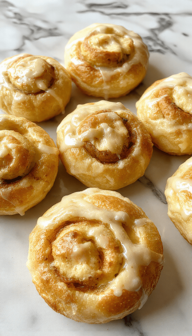 A close-up of golden-brown, flaky breakfast rolls arranged on a rustic wooden plate, steam gently rising, with a butter knife and fresh herbs on the side, styled for a cozy morning scene.