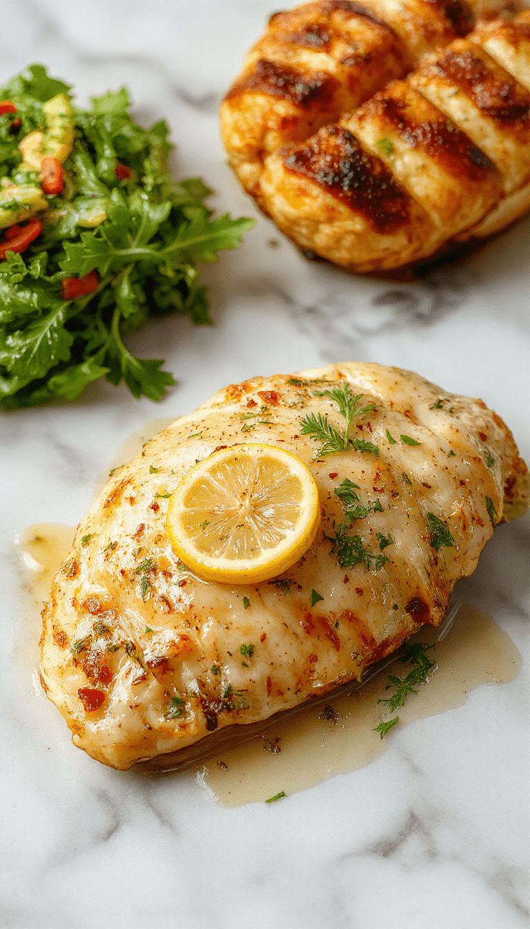 A vibrant plate featuring golden-brown lemon chicken topped with fresh lemon slices and chopped parsley. The dish is served alongside creamy garlic mashed potatoes and a colorful medley of steamed vegetables. The presentation is inviting with a rustic wooden table setting, capturing the crispy texture of the chicken beneath the glistening lemon glaze.