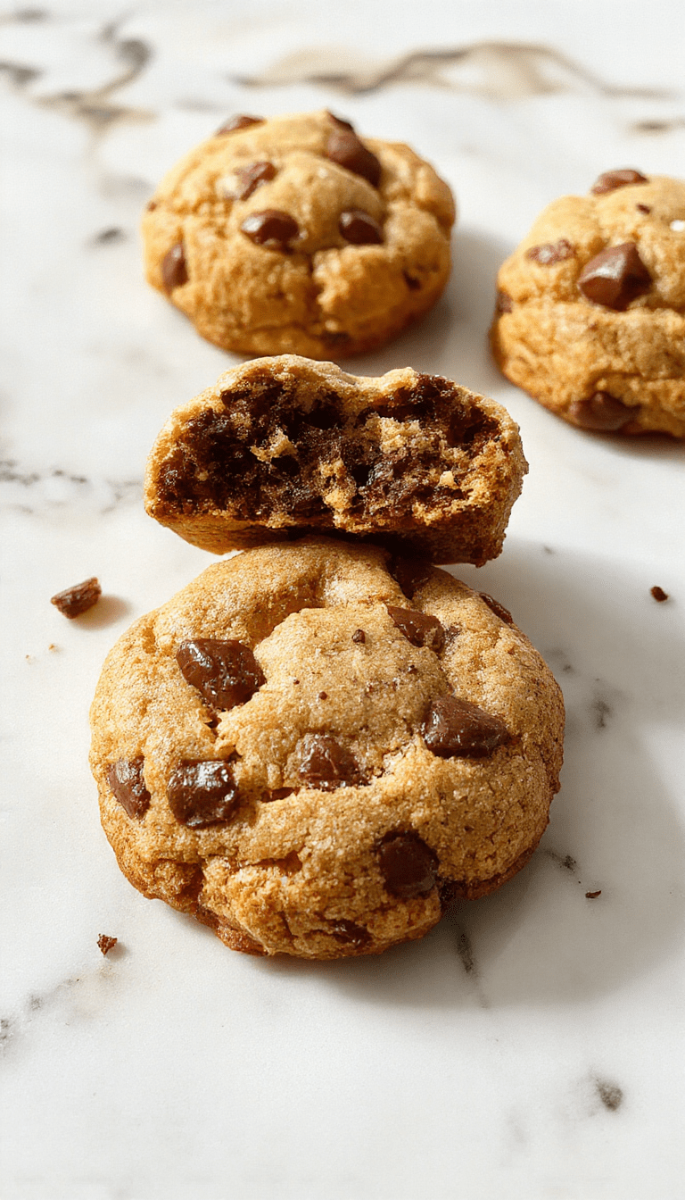 A stack of golden-brown Neiman Marcus cookies, topped with chocolate chips and walnuts, arranged on a rustic wooden plate with a soft-focus background highlighting their crispy edges and gooey centers.