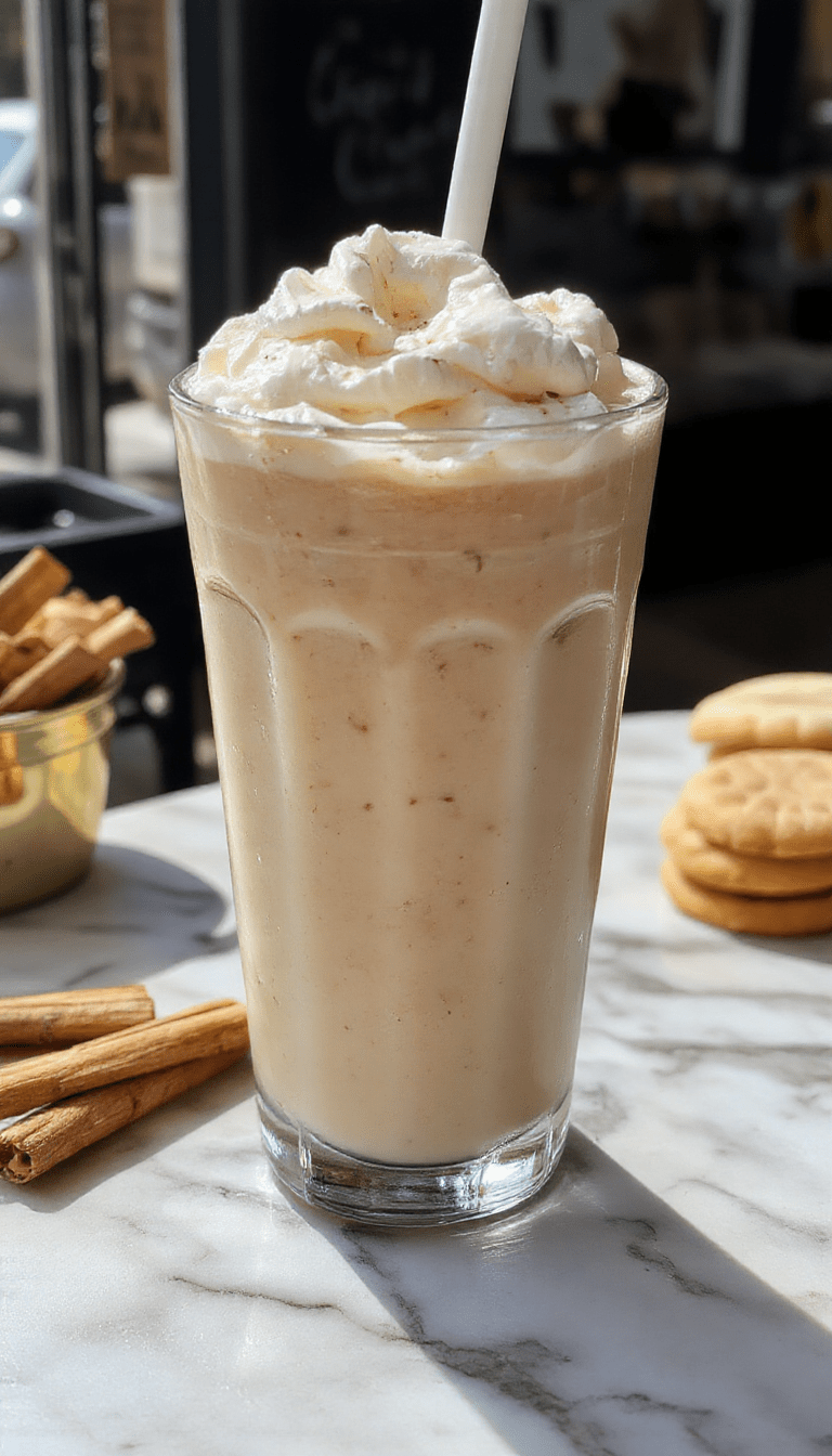A cozy scene featuring a clear glass mug filled with creamy vanilla cinnamon milk tea, topped with a swirl of whipped cream and a dusting of cinnamon, set on a rustic wooden table surrounded by vanilla beans, cinnamon sticks, and a cinnamon powder shaker, with warm ambient lighting highlighting the rich textures and inviting colors.