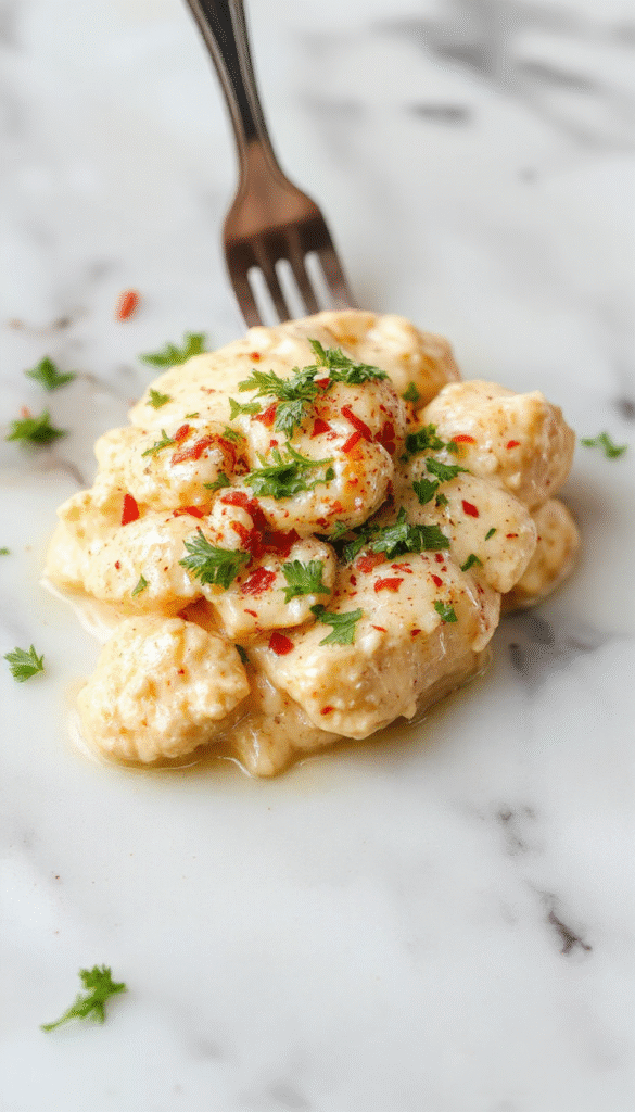 A vibrant plate of dairy free butter chicken featuring tender, golden-brown chicken pieces coated in rich, creamy tomato sauce garnished with fresh cilantro, served on a rustic white plate with a side of fluffy rice and colorful vegetables in the background. The glossy sauce glistens, showcasing textures and warm tones that evoke richness and comfort.