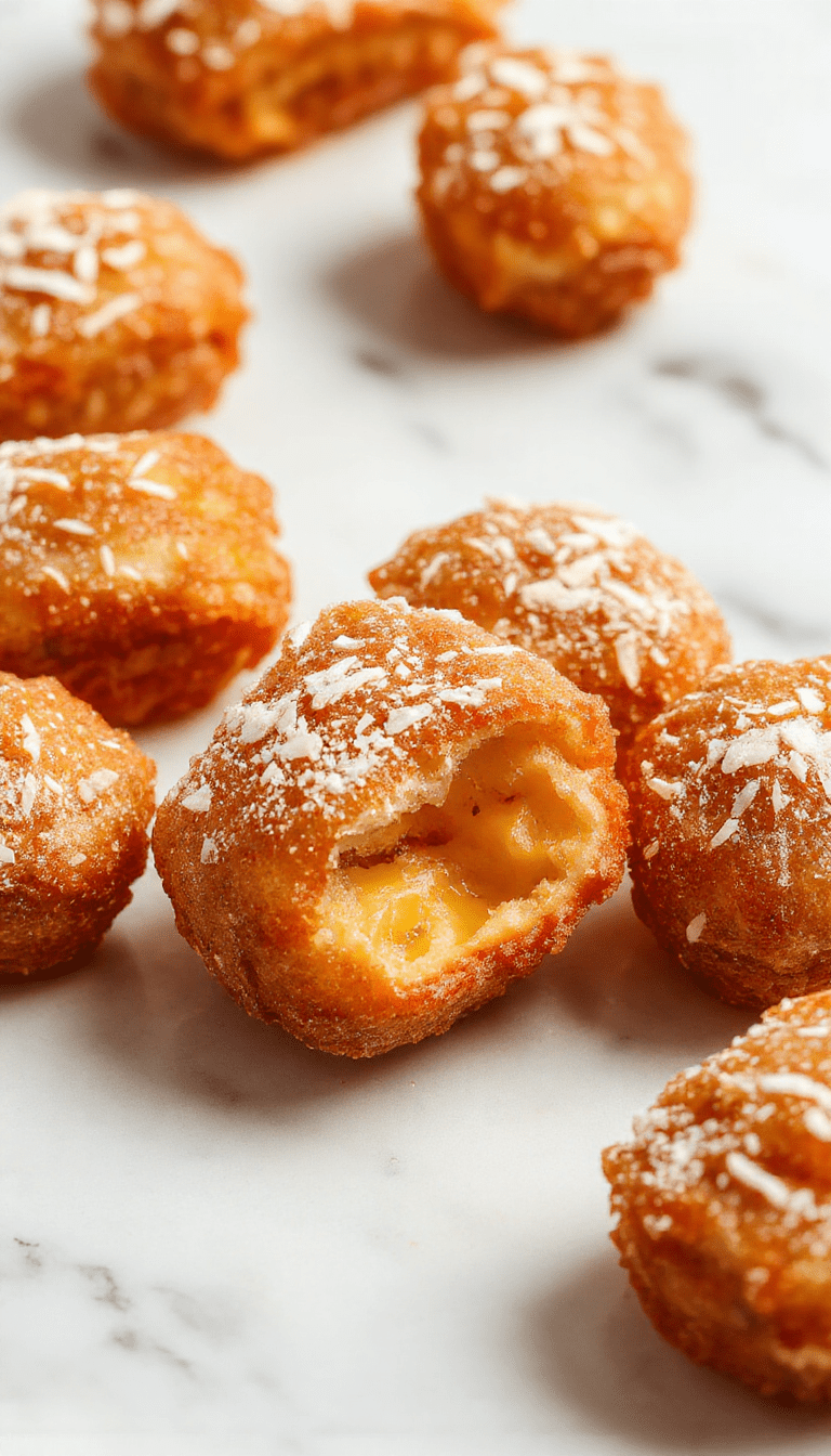Golden-brown, crispy churro bites dusted with cinnamon sugar, arranged on a white plate with a cinnamon stick and a drizzle of chocolate sauce, styled with a sprinkle of powdered sugar and fresh cinnamon sticks for a warm, inviting look.