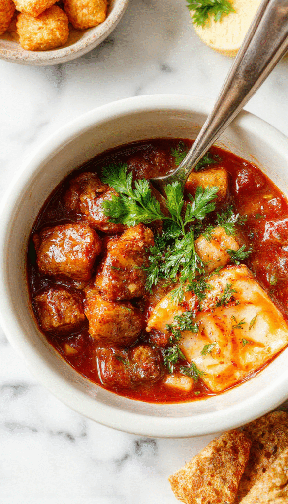 A colorful bowl featuring a steaming, vibrant anti-inflammatory dish with fresh vegetables, herbs, and lean proteins, plated on a rustic wooden table with natural light highlighting textures and colors.
