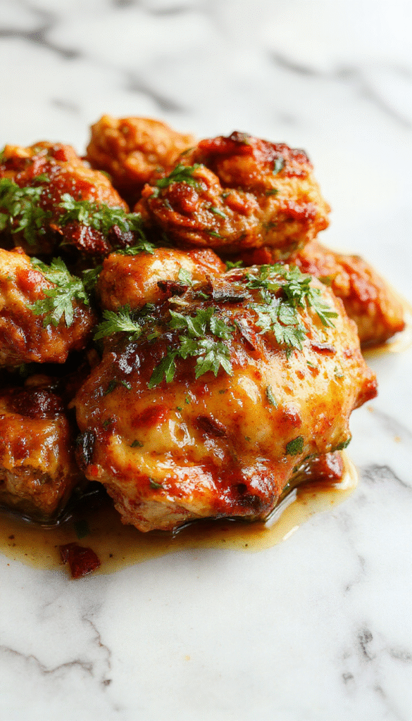 A vibrant plate of Jamaican curry chicken featuring tender chicken pieces coated in a rich yellow curry sauce, garnished with fresh herbs and served alongside fragrant rice on rustic wooden table with colorful Caribbean spices scattered around