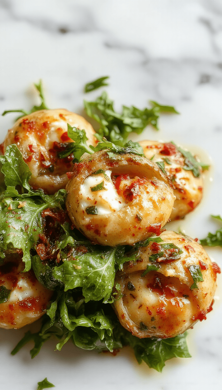 Colorful close-up of baked spinach and ricotta stuffed shells arranged on a white plate, topped with melted cheese, fresh basil, and a side of cherry tomatoes, showcasing a creamy texture and vibrant green spinach filling.