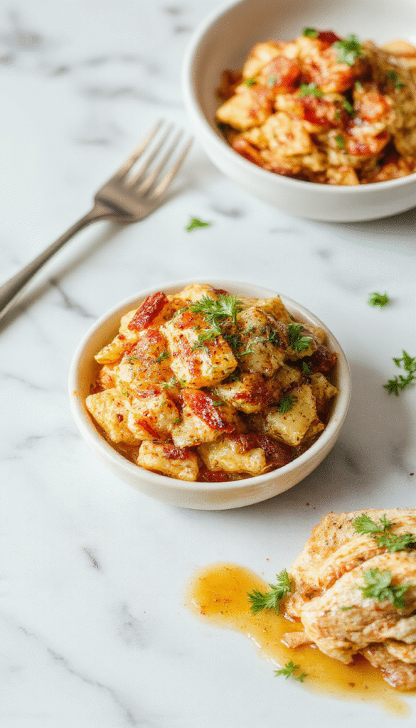 A vibrant plate featuring a variety of colorful, freshly cooked dinner dishes with steaming hot, juicy meats and crisp vegetables, elegantly plated on a rustic wooden table, styled with fresh herbs and bright accents, conveying a cozy, inviting atmosphere perfect for quick weeknight meals.
