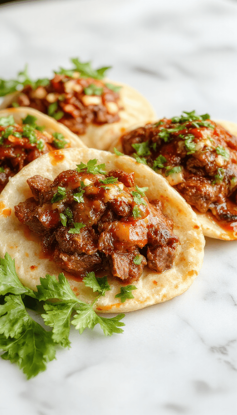A vibrant plate of birria tacos featuring crispy corn tortillas filled with tender, shredded beef, garnished with chopped onions, cilantro, and a side of rich, red birria broth in a rustic bowl, all set on a wooden table with colorful accents and a splash of lime juice.