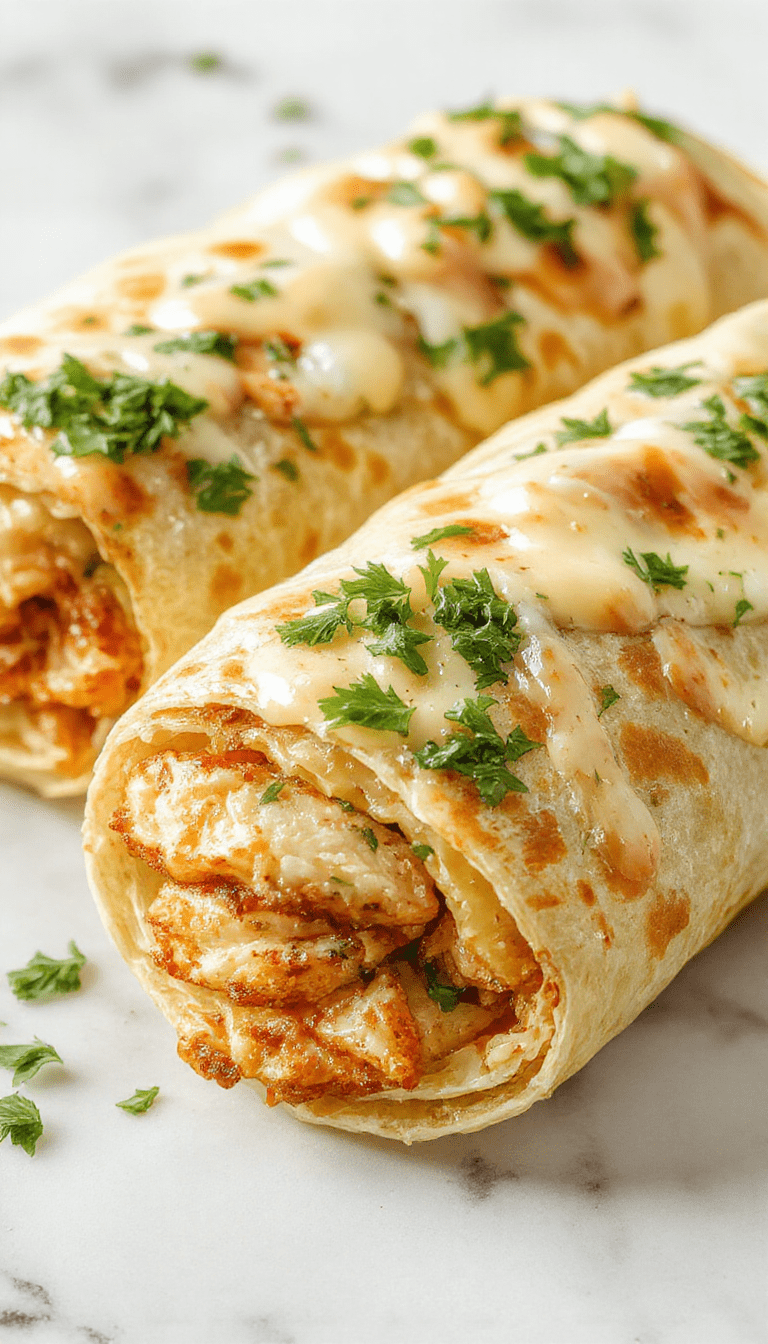 A vibrant chicken caesar wrap sliced open to reveal grilled chicken strips, crisp romaine lettuce, shredded parmesan cheese, and creamy caesar dressing wrapped in a golden-brown tortilla, styled on a wooden plate with fresh vegetables around