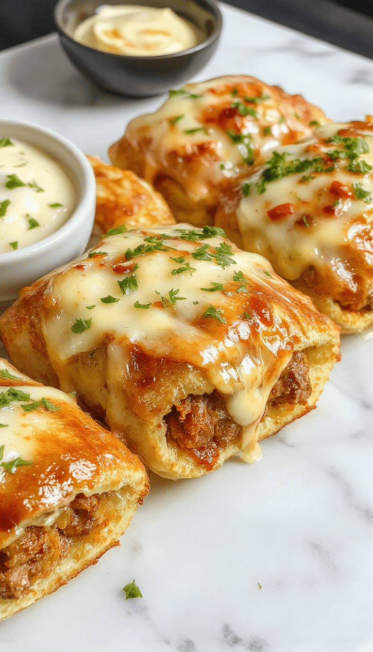 Colorful platter featuring golden-brown philly cheesesteak rolls with melted cheese and sautéed bell peppers, sliced open to reveal tender beef and cheesy filling, styled on a rustic wooden board with fresh herbs and red pepper flakes on the side.