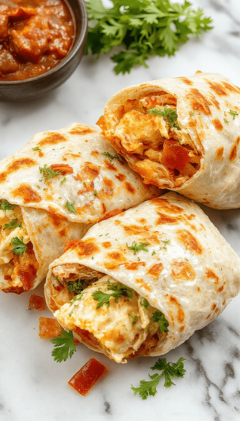 Colorful sweet chili chicken wraps arranged on a white plate, showcasing golden-brown tortillas filled with juicy chicken, vibrant vegetables, and glossy sweet chili sauce. The wraps are garnished with fresh cilantro and sliced green onions, with a drizzle of sauce for an appealing, savory look.